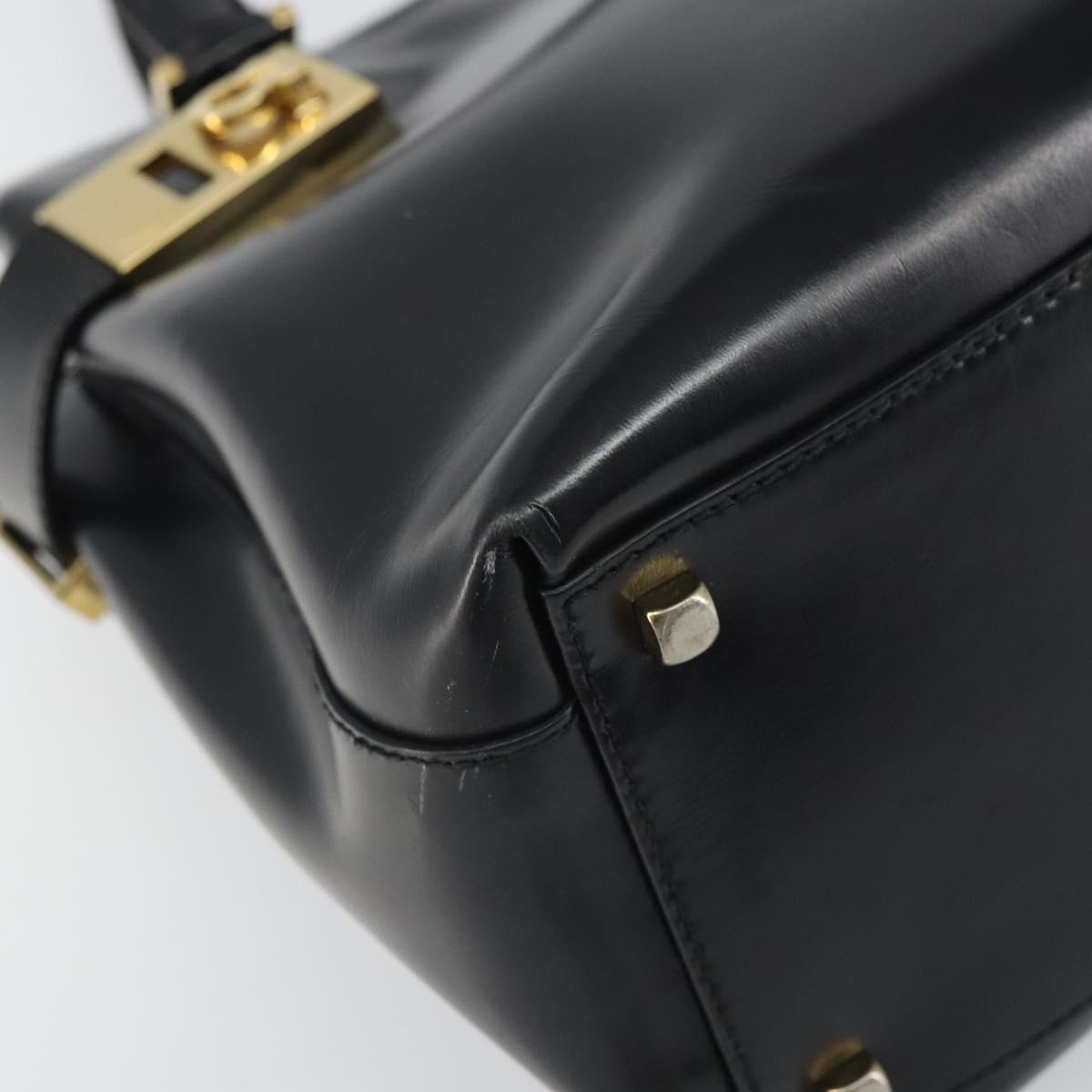 Salvatore Ferragamo Hand Bag Patent leather Black Gold Auth BA9923