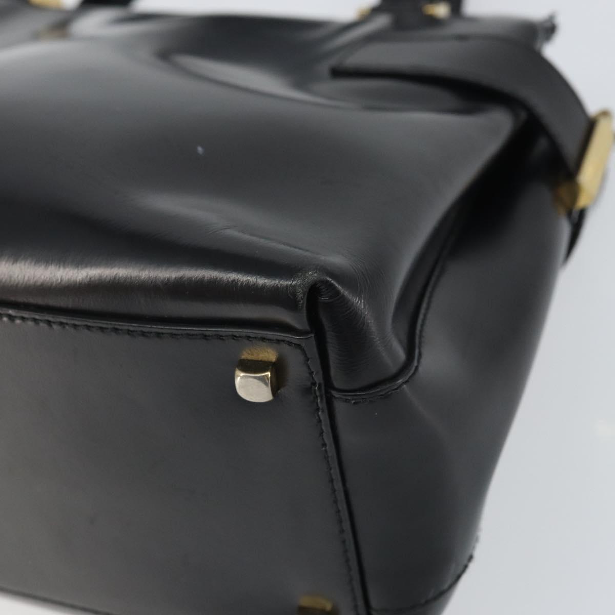 Salvatore Ferragamo Hand Bag Patent leather Black Gold Auth BA9923