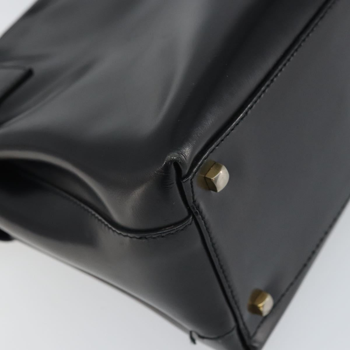 Salvatore Ferragamo Hand Bag Patent leather Black Gold Auth BA9923