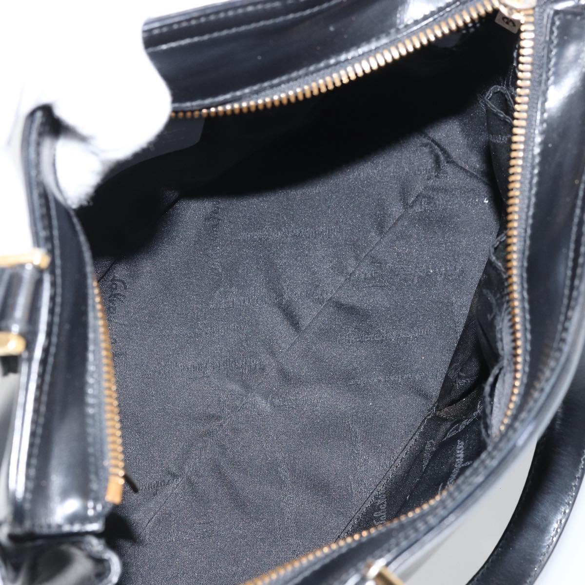 Salvatore Ferragamo Hand Bag Patent leather Black Gold Auth BA9923