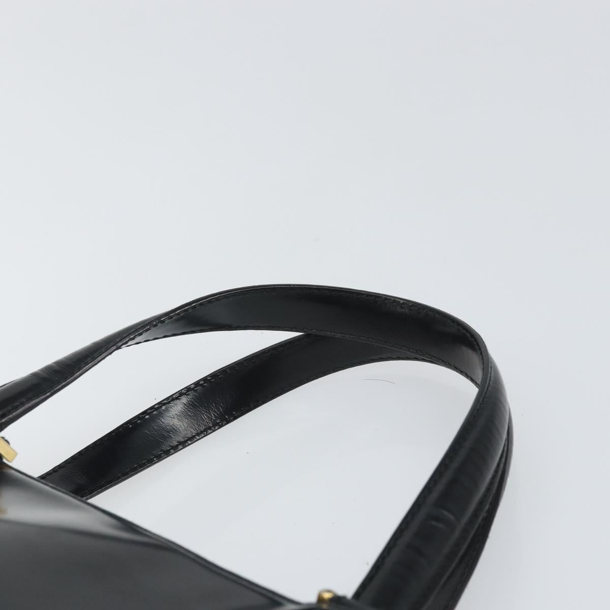 Salvatore Ferragamo Hand Bag Patent leather Black Gold Auth BA9923