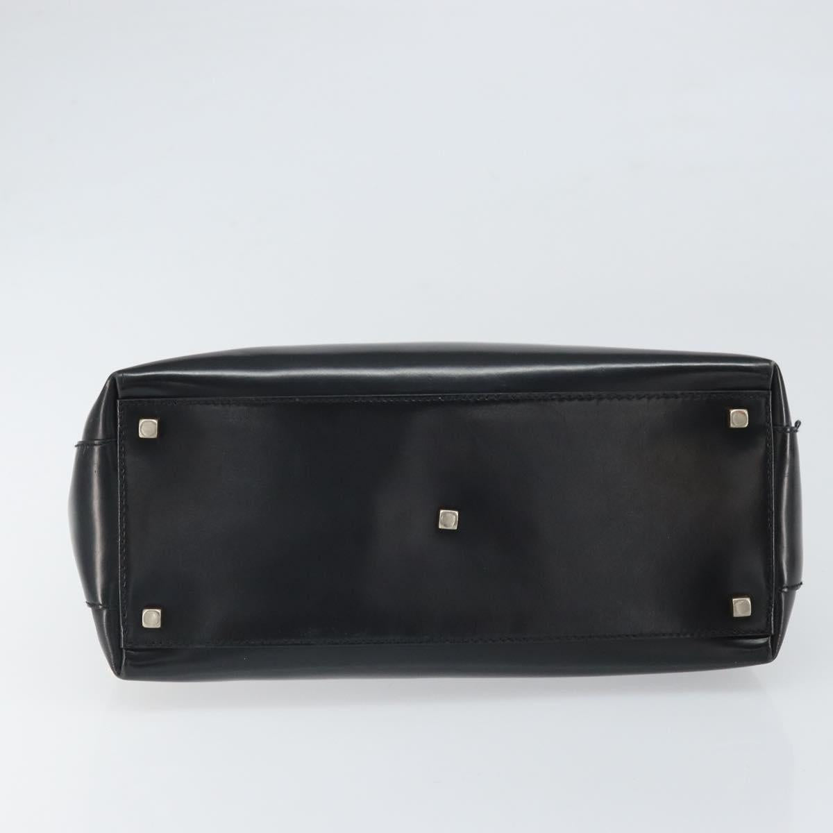 Salvatore Ferragamo Hand Bag Patent leather Black Gold Auth BA9923