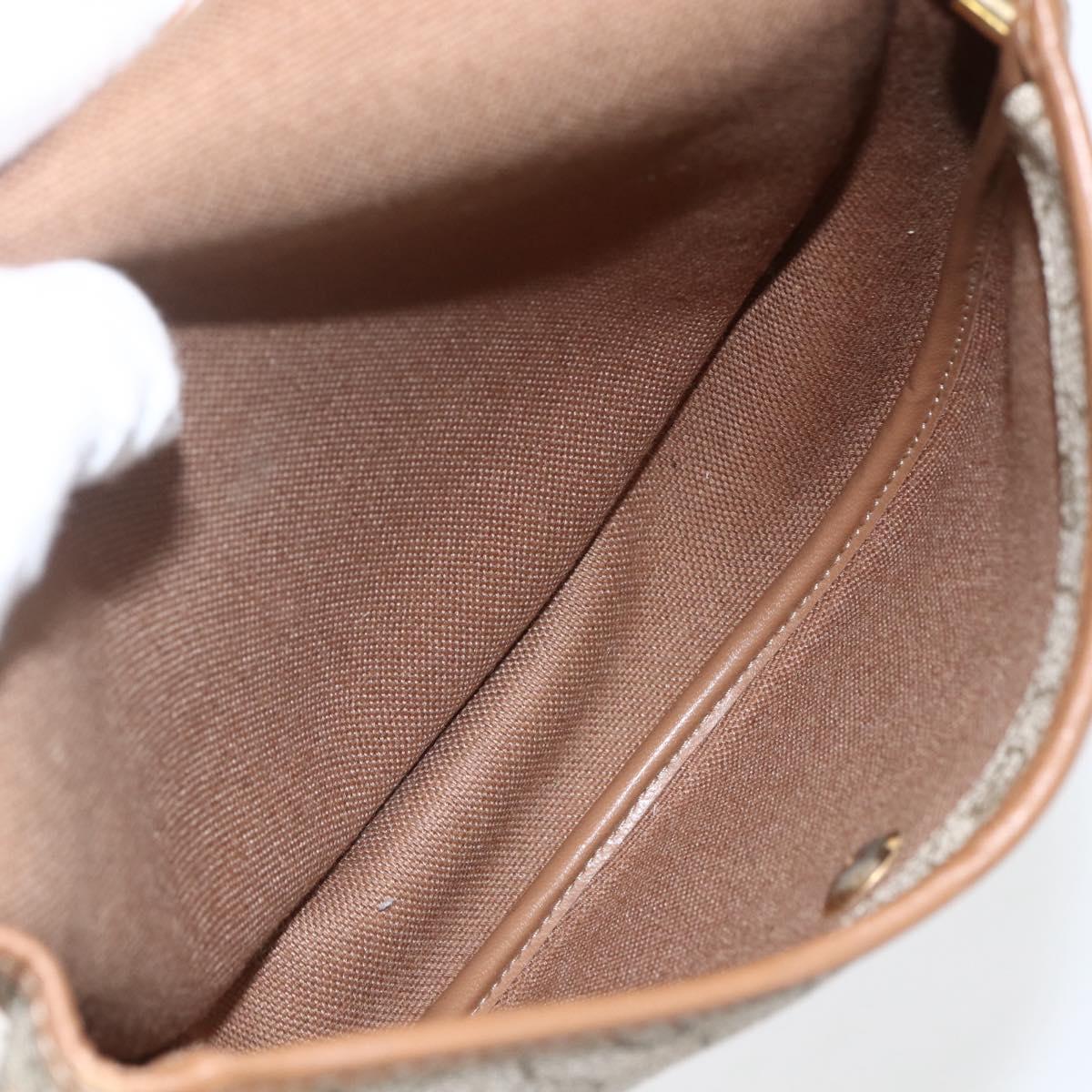 Christian Dior Honeycomb Canvas Shoulder Bag PVC Beige Gold Auth BA9925