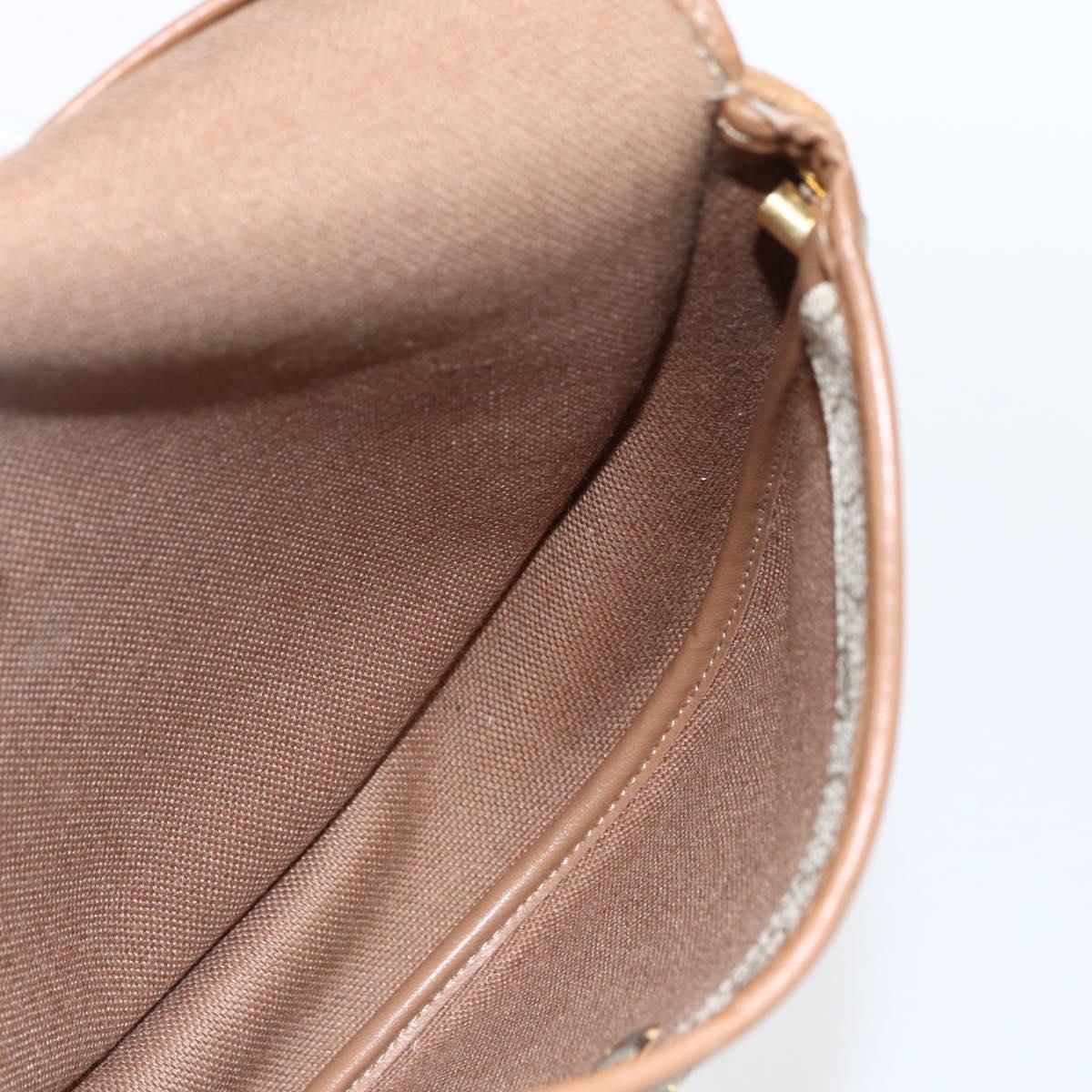 Christian Dior Honeycomb Canvas Shoulder Bag PVC Beige Gold Auth BA9925