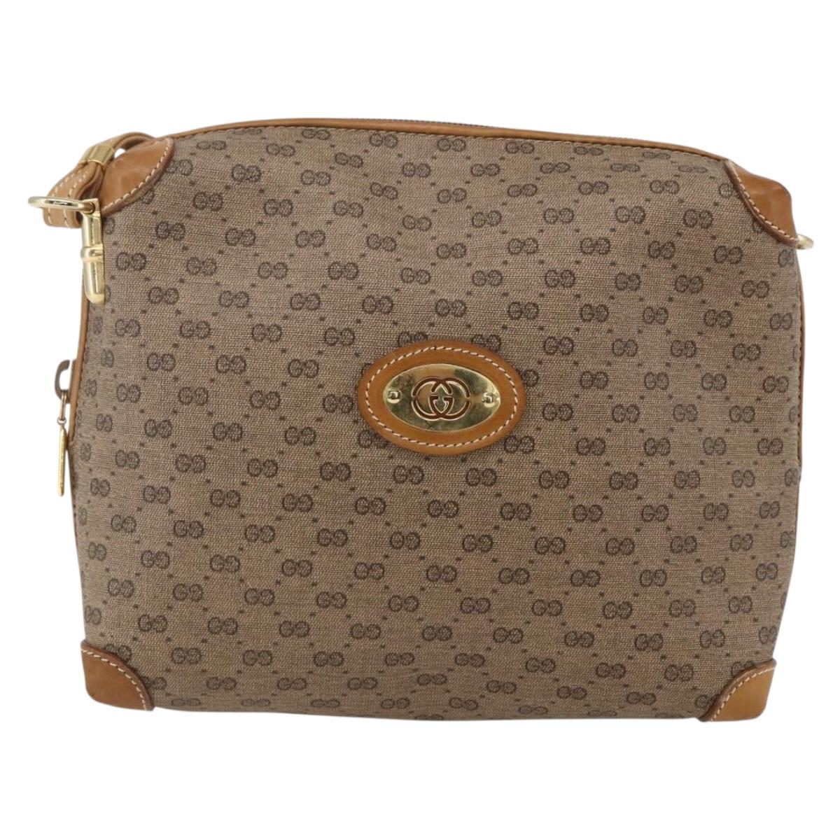 GUCCI Micro GG Supreme Shoulder Bag PVC Beige Gold 07 37 4916 Auth BA9926