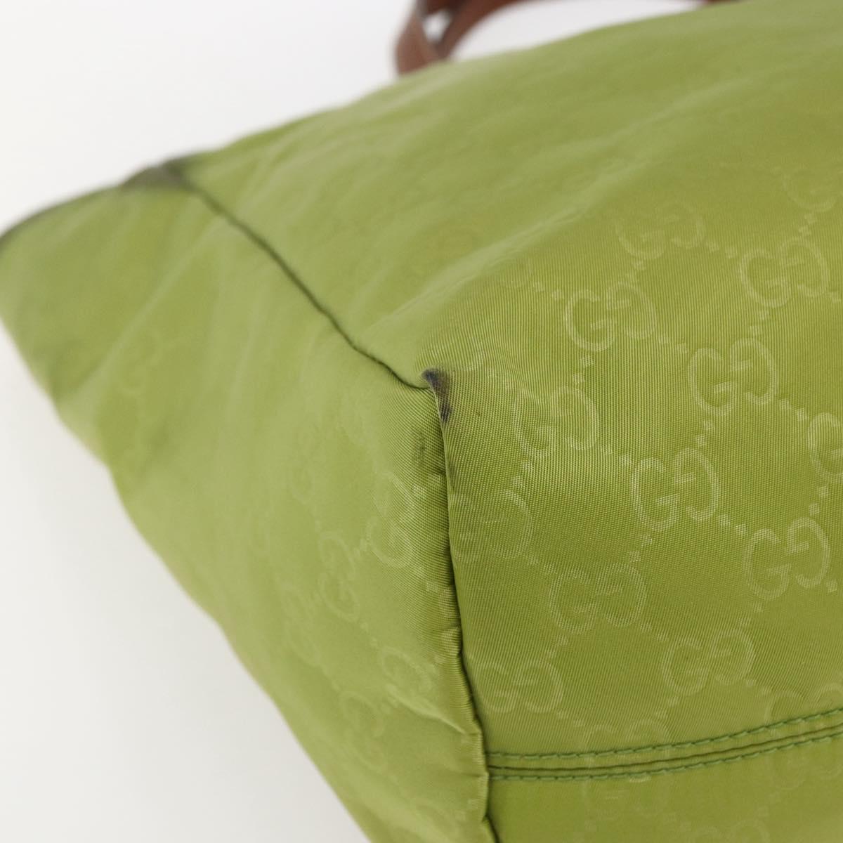 GUCCI GG Nylon Tote Bag LIme Green 282439 Auth BA9930