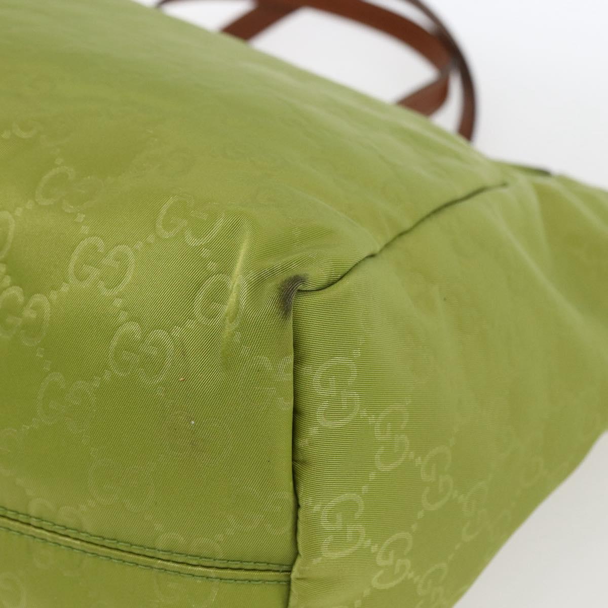 GUCCI GG Nylon Tote Bag LIme Green 282439 Auth BA9930