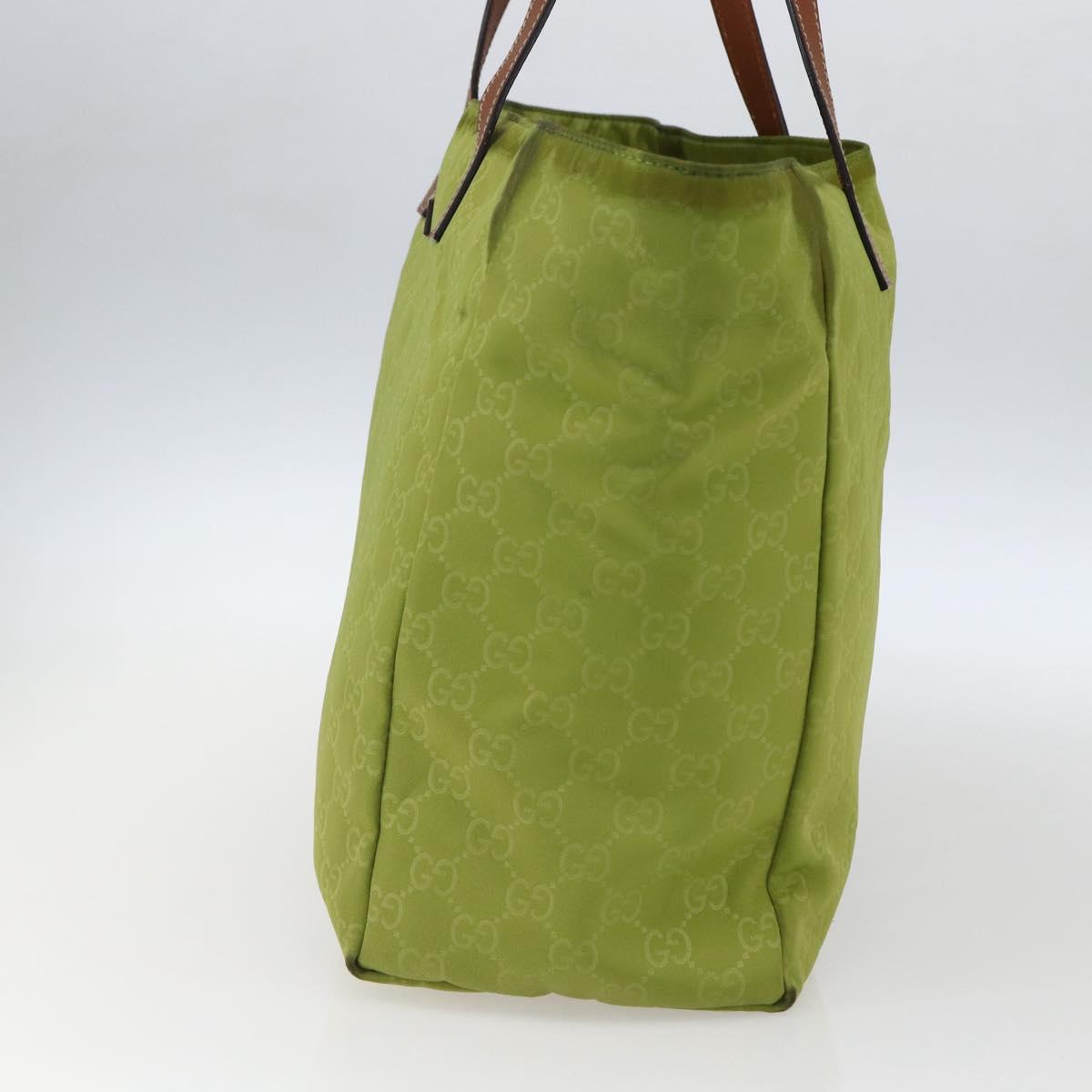 GUCCI GG Nylon Tote Bag LIme Green 282439 Auth BA9930