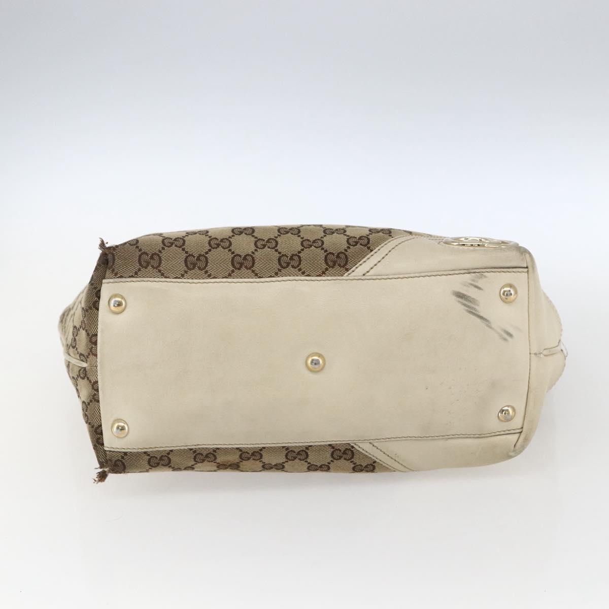 GUCCI GG Canvas Tote Bag Beige Gold 169946 Auth BA9932