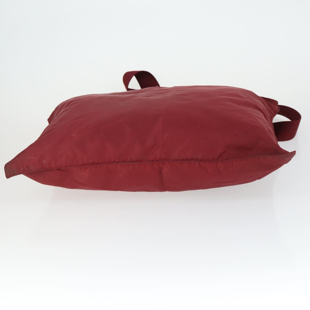 PRADA Shoulder Bag Nylon Red Silver Auth BA9935