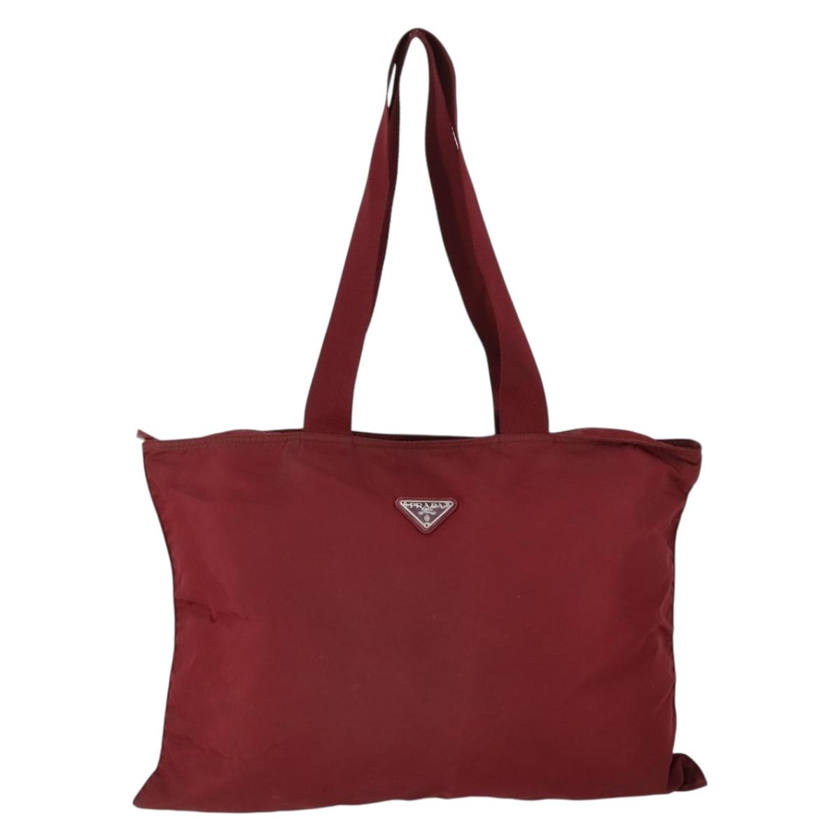 PRADA Shoulder Bag Nylon Red Silver Auth BA9935