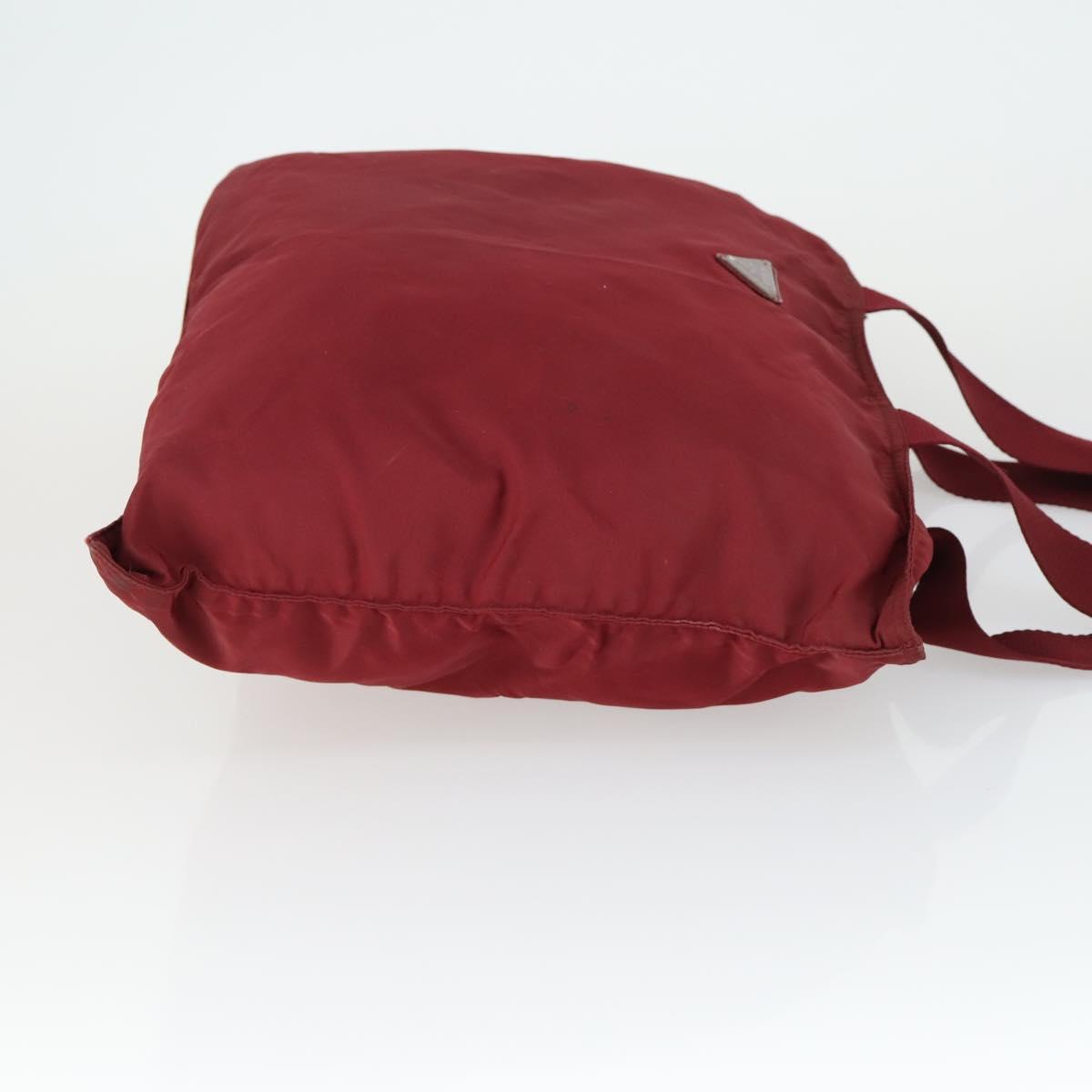 PRADA Shoulder Bag Nylon Red Silver Auth BA9935
