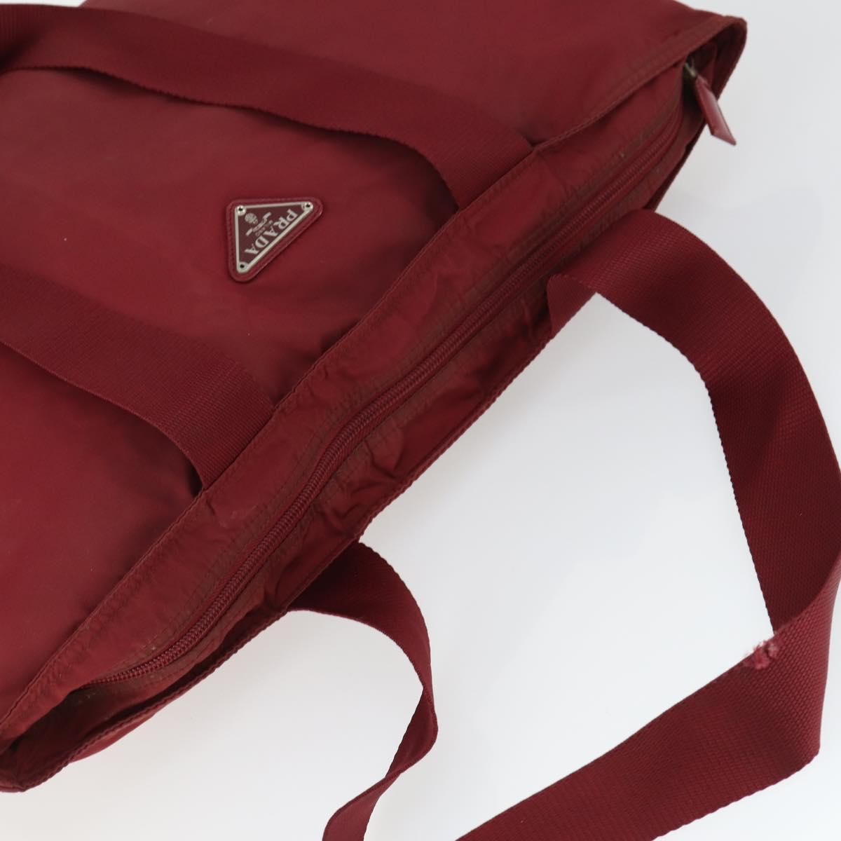 PRADA Shoulder Bag Nylon Red Silver Auth BA9935