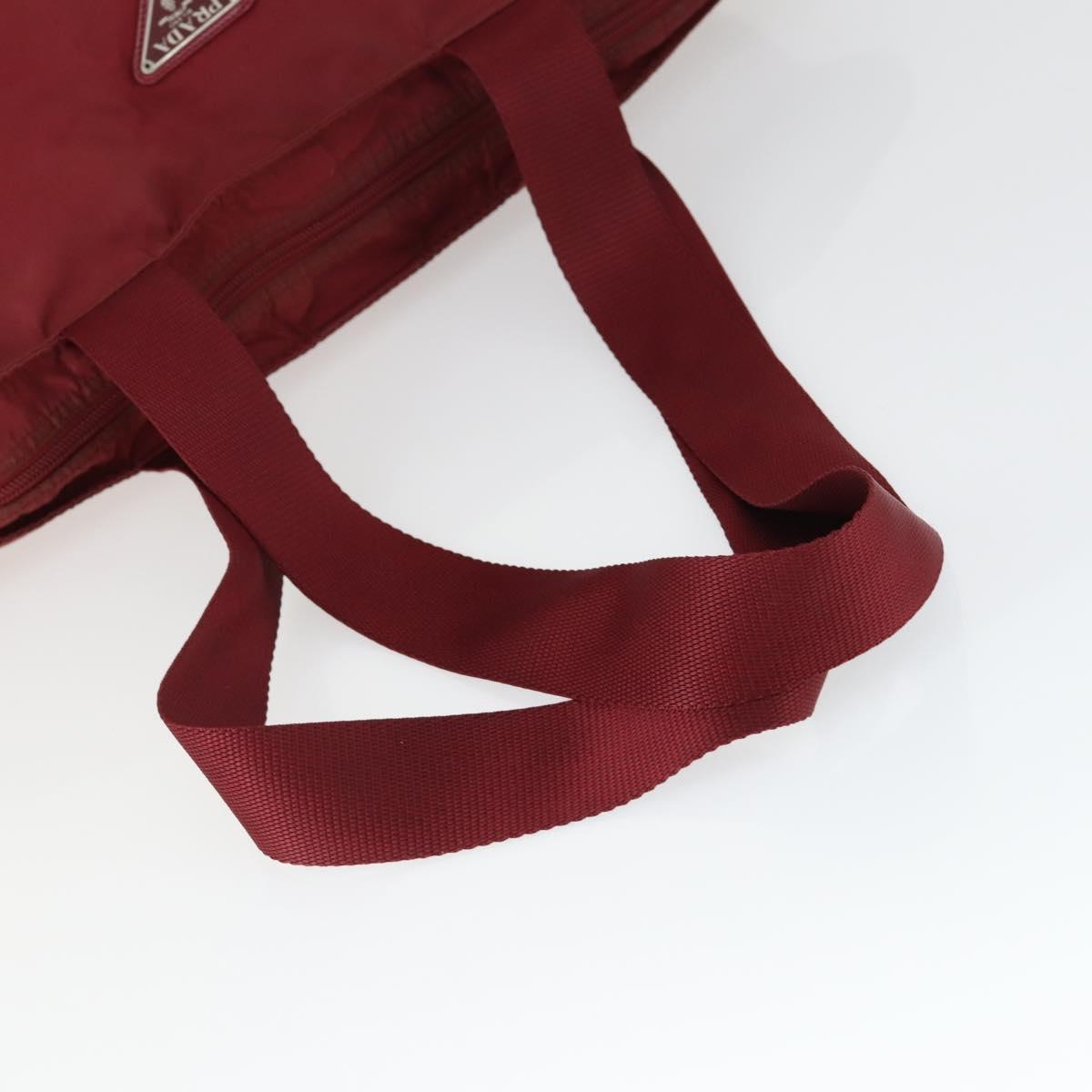 PRADA Shoulder Bag Nylon Red Silver Auth BA9935