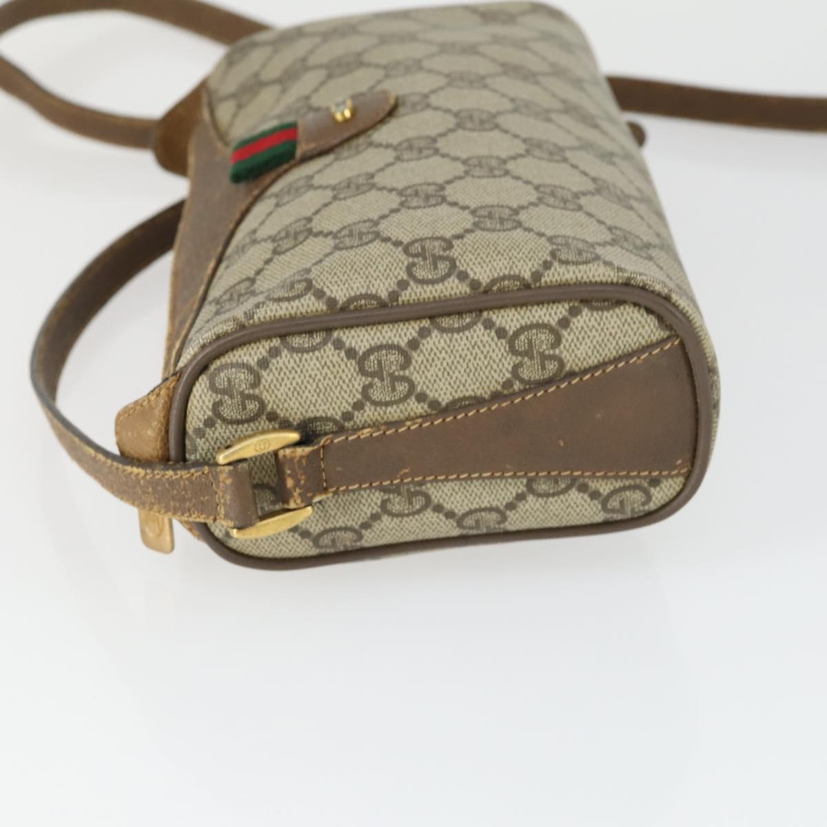 GUCCI GG Supreme Web Sherry Line Bag PVC Beige Gold 89 02 018 Auth BA9939