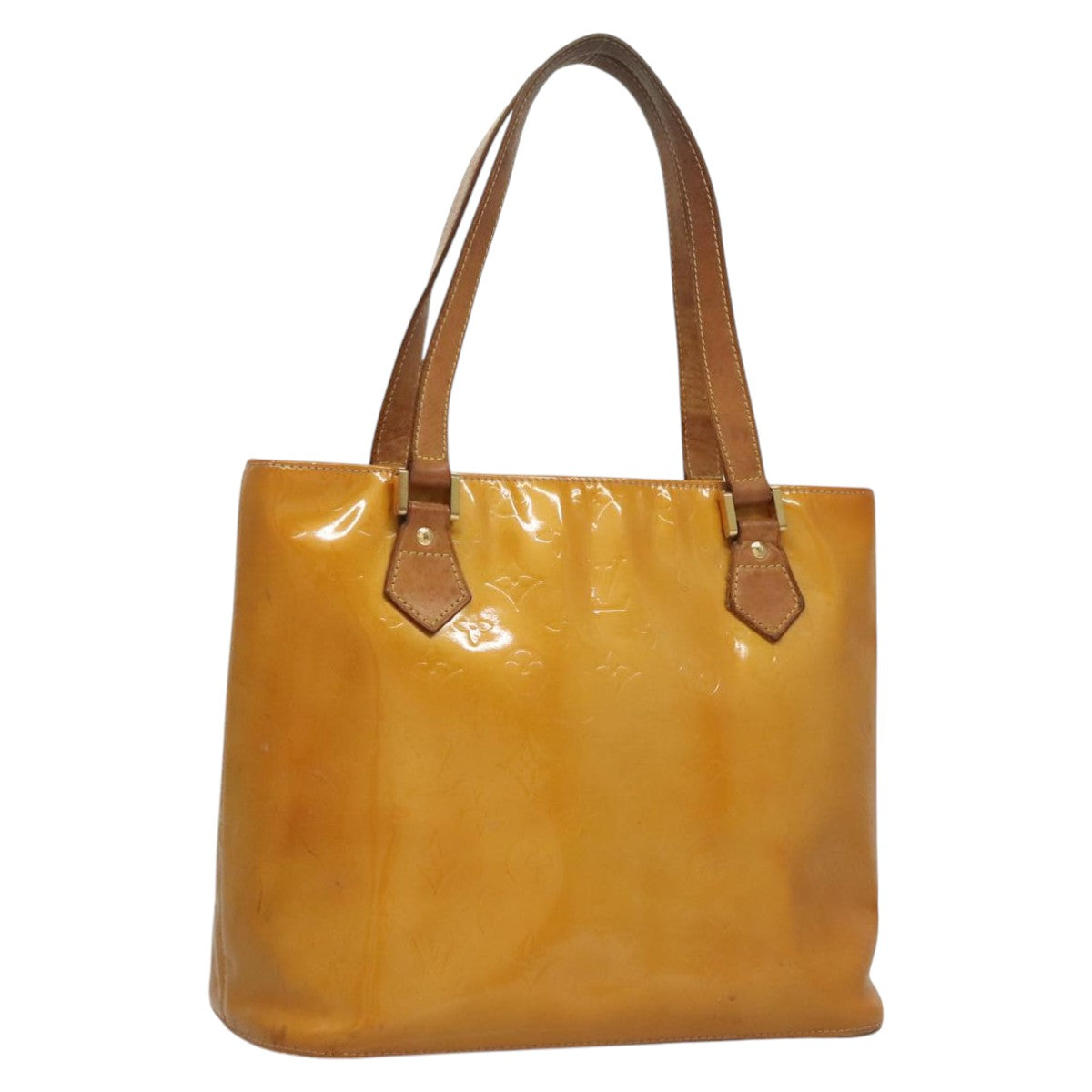 LOUIS VUITTON Monogram Vernis Houston Hand Bag Jaune M91121 LV Auth BA994