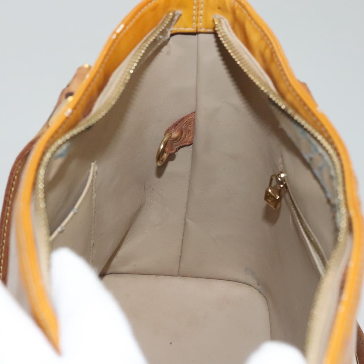 LOUIS VUITTON Monogram Vernis Houston Hand Bag Jaune M91121 LV Auth BA994