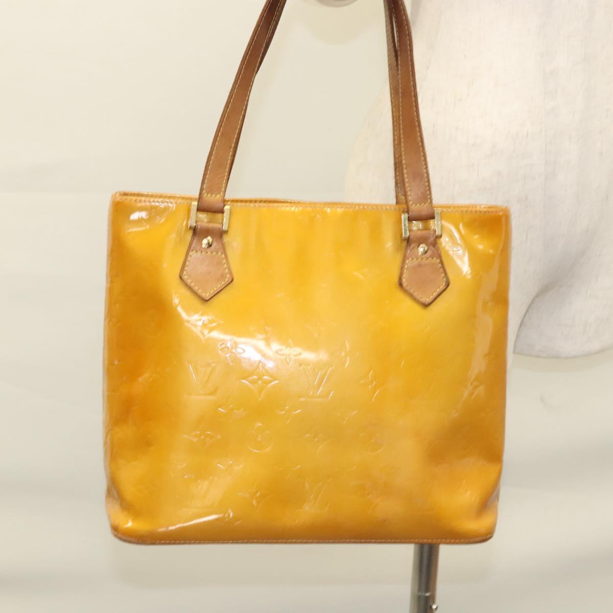LOUIS VUITTON Monogram Vernis Houston Hand Bag Jaune M91121 LV Auth BA994