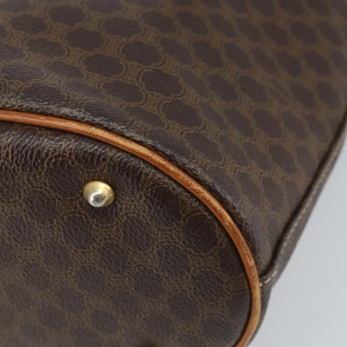 CELINE Macadam Canvas Tote Bag PVC Leather Brown Gold Auth BA9942