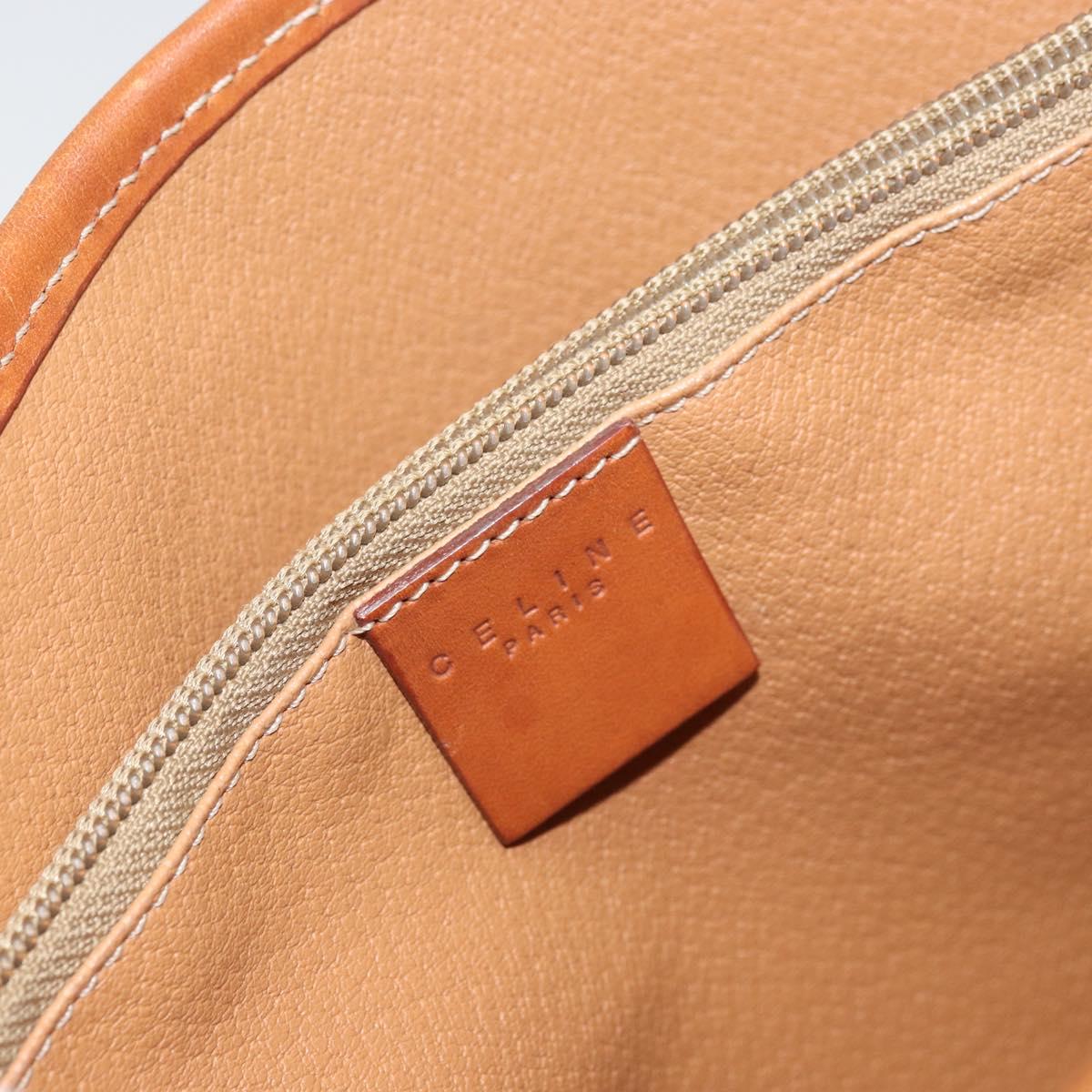 CELINE Macadam Canvas Tote Bag PVC Leather Brown Gold Auth BA9942