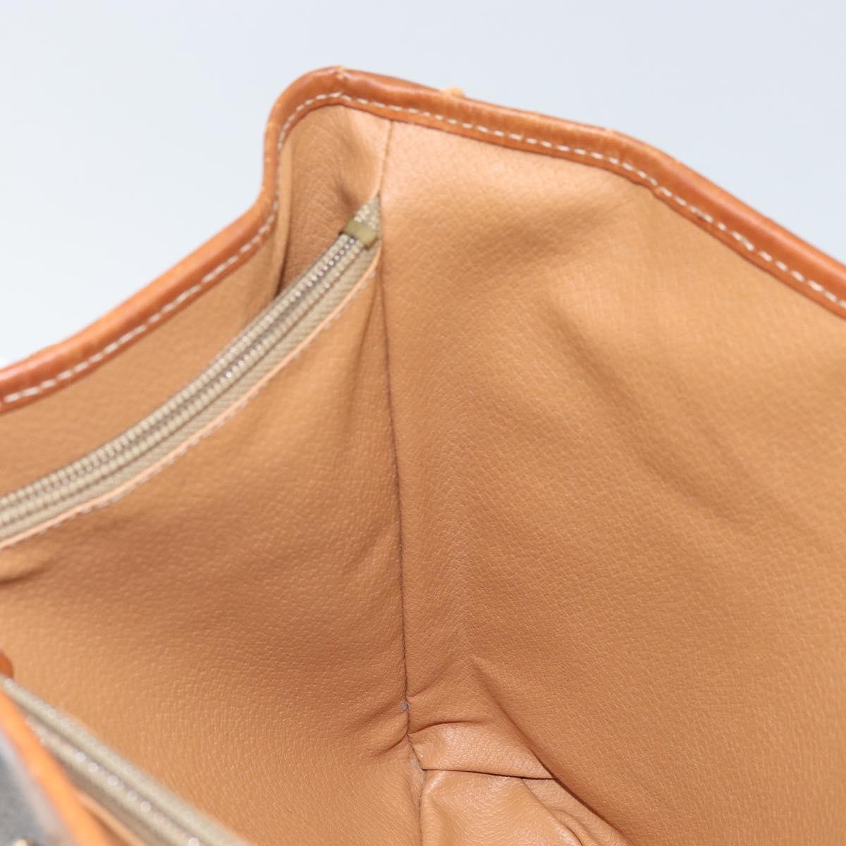 CELINE Macadam Canvas Tote Bag PVC Leather Brown Gold Auth BA9942