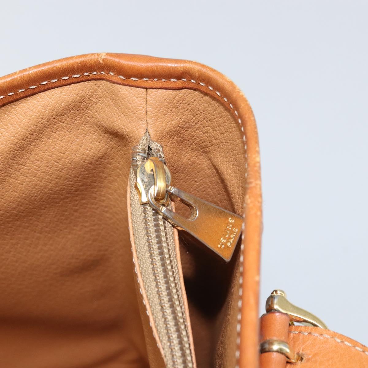 CELINE Macadam Canvas Tote Bag PVC Leather Brown Gold Auth BA9942