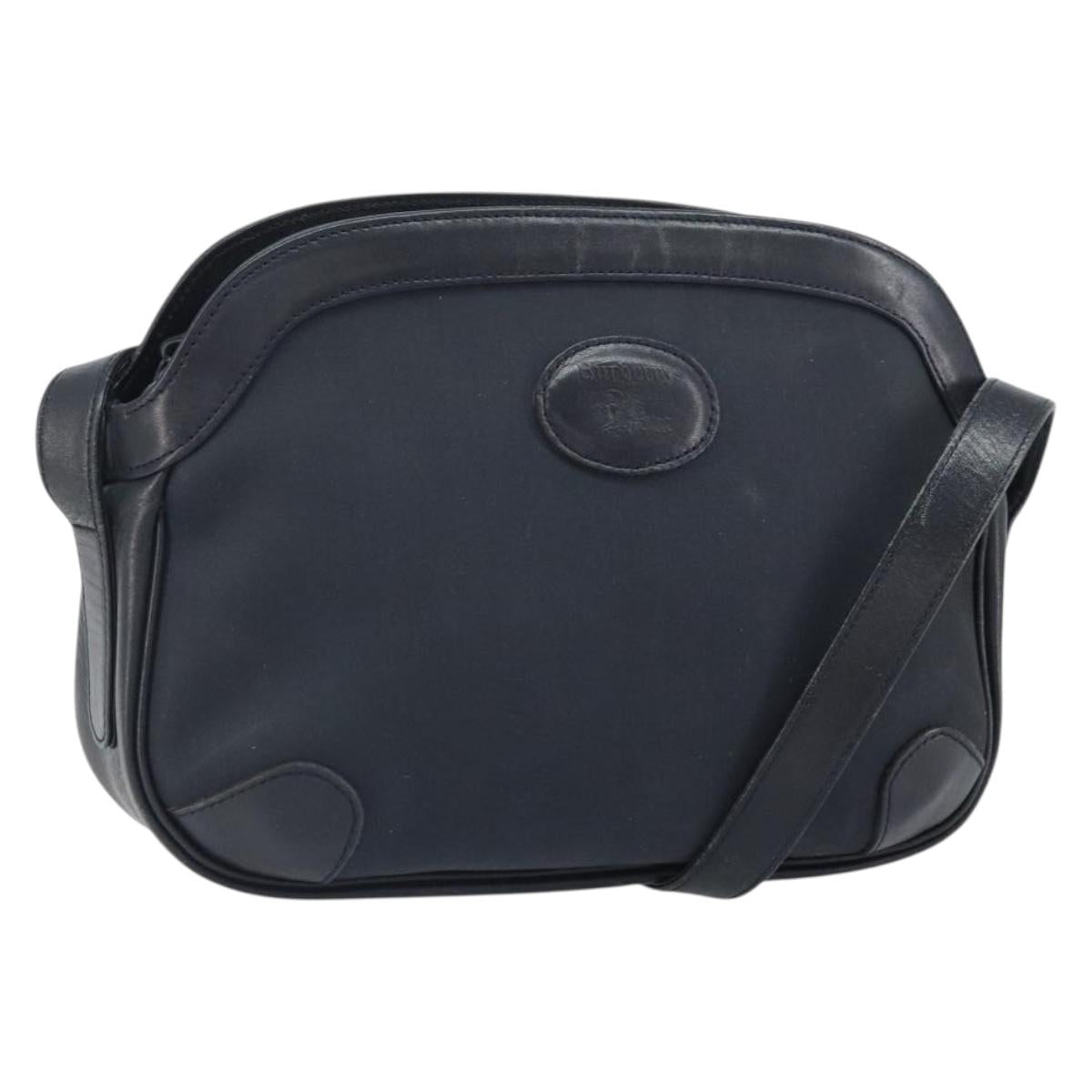 Burberrys Shoulder Bag Leather Navy Gold Auth BA9943