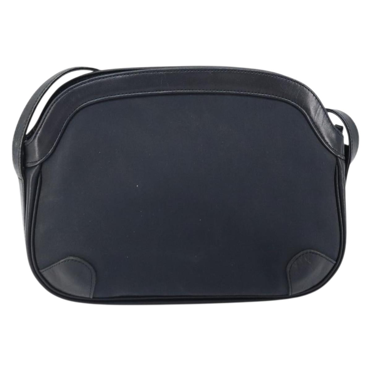 Burberrys Shoulder Bag Leather Navy Gold Auth BA9943
