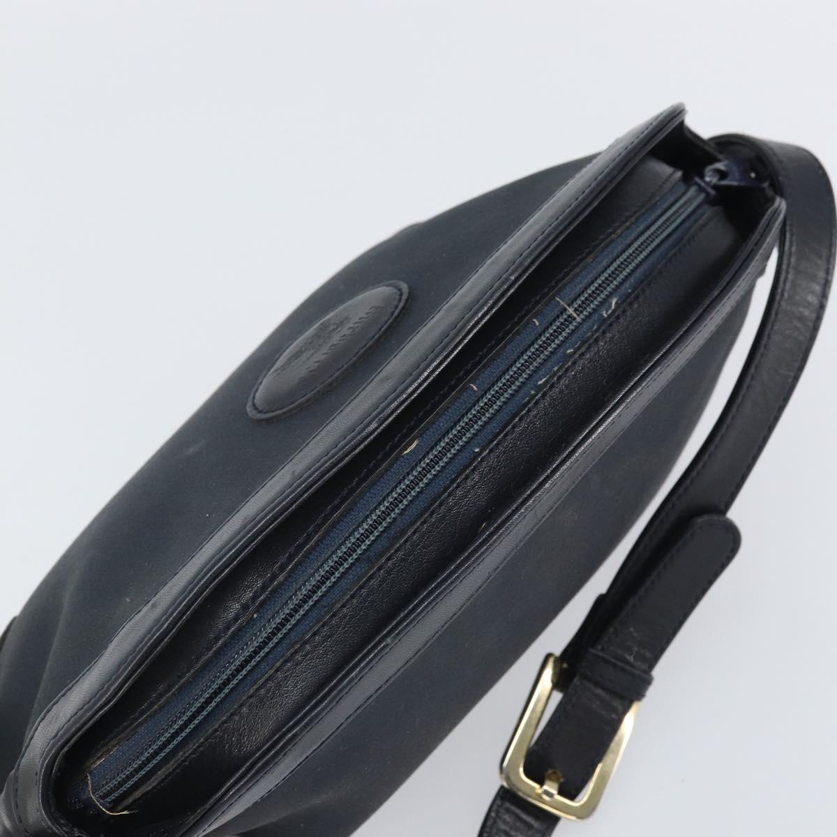 Burberrys Shoulder Bag Leather Navy Gold Auth BA9943