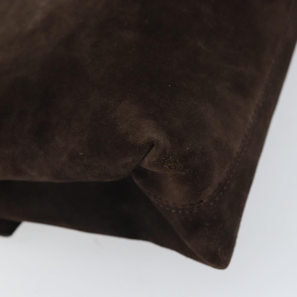 Salvatore Ferragamo Gancini Shoulder Bag Suede Brown Gold Auth BA9944