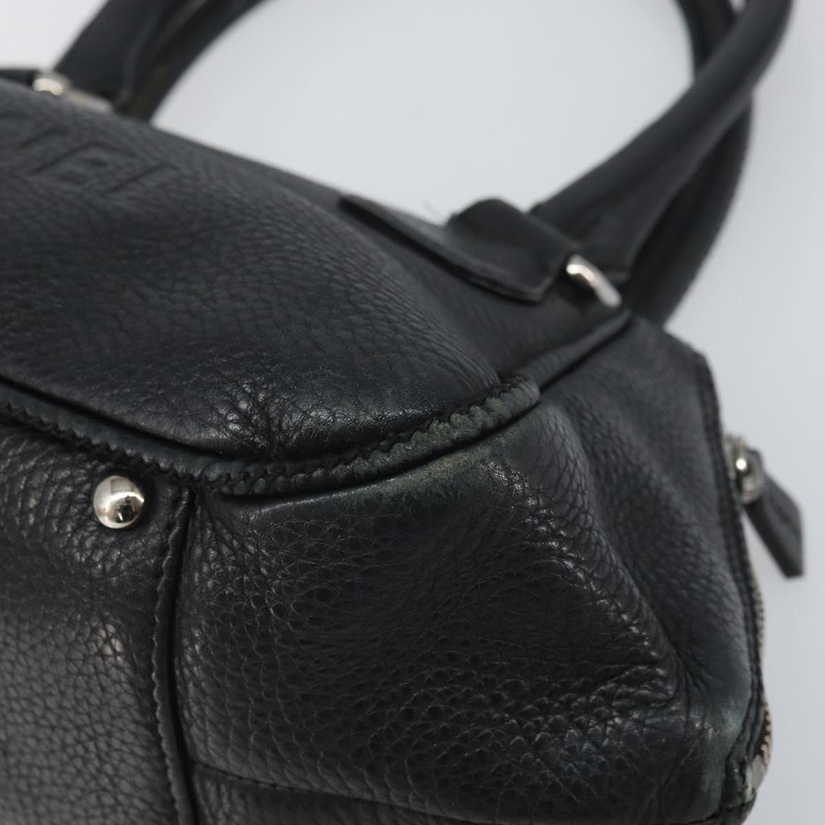 CHANEL Hand Bag Leather Black Silver CC Auth BA9945