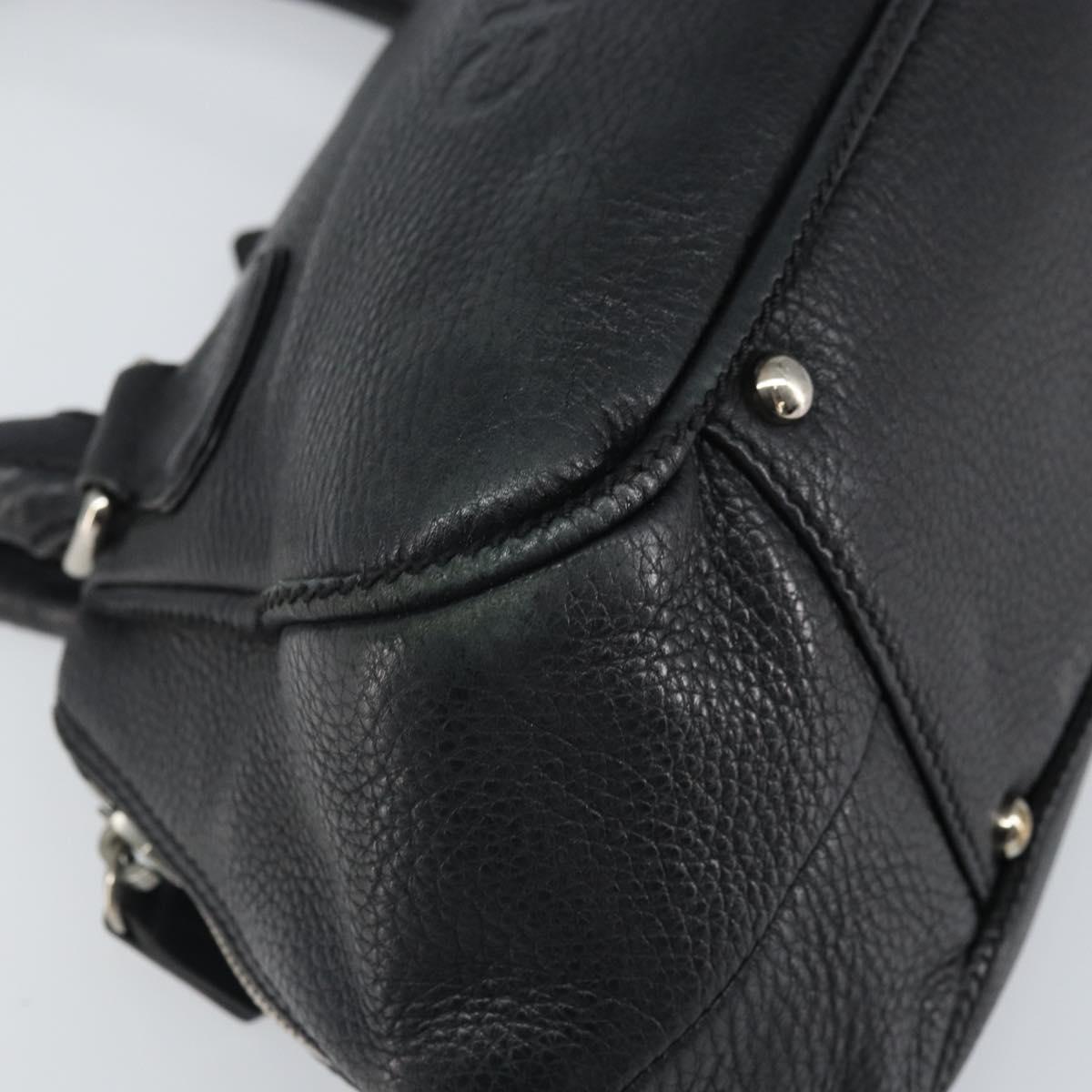 CHANEL Hand Bag Leather Black Silver CC Auth BA9945