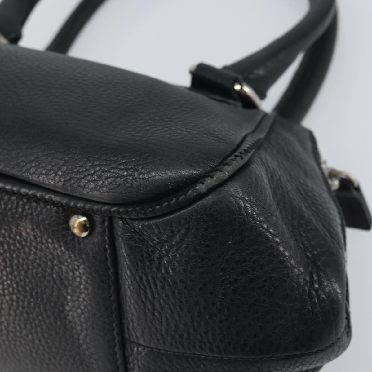 CHANEL Hand Bag Leather Black Silver CC Auth BA9945