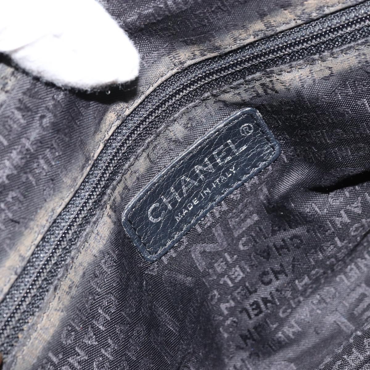 CHANEL Hand Bag Leather Black Silver CC Auth BA9945