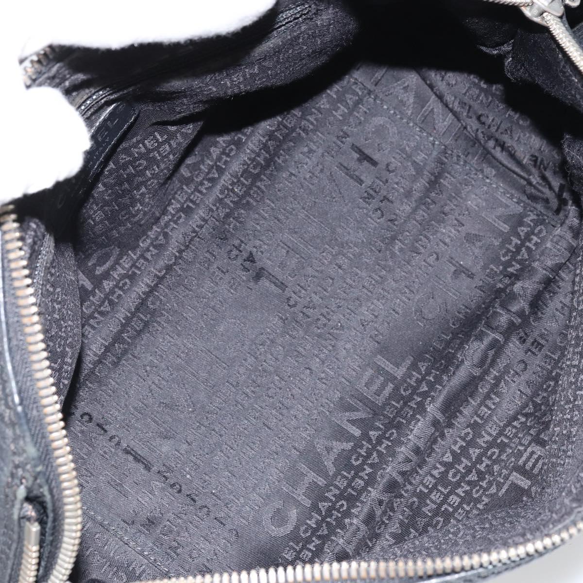 CHANEL Hand Bag Leather Black Silver CC Auth BA9945