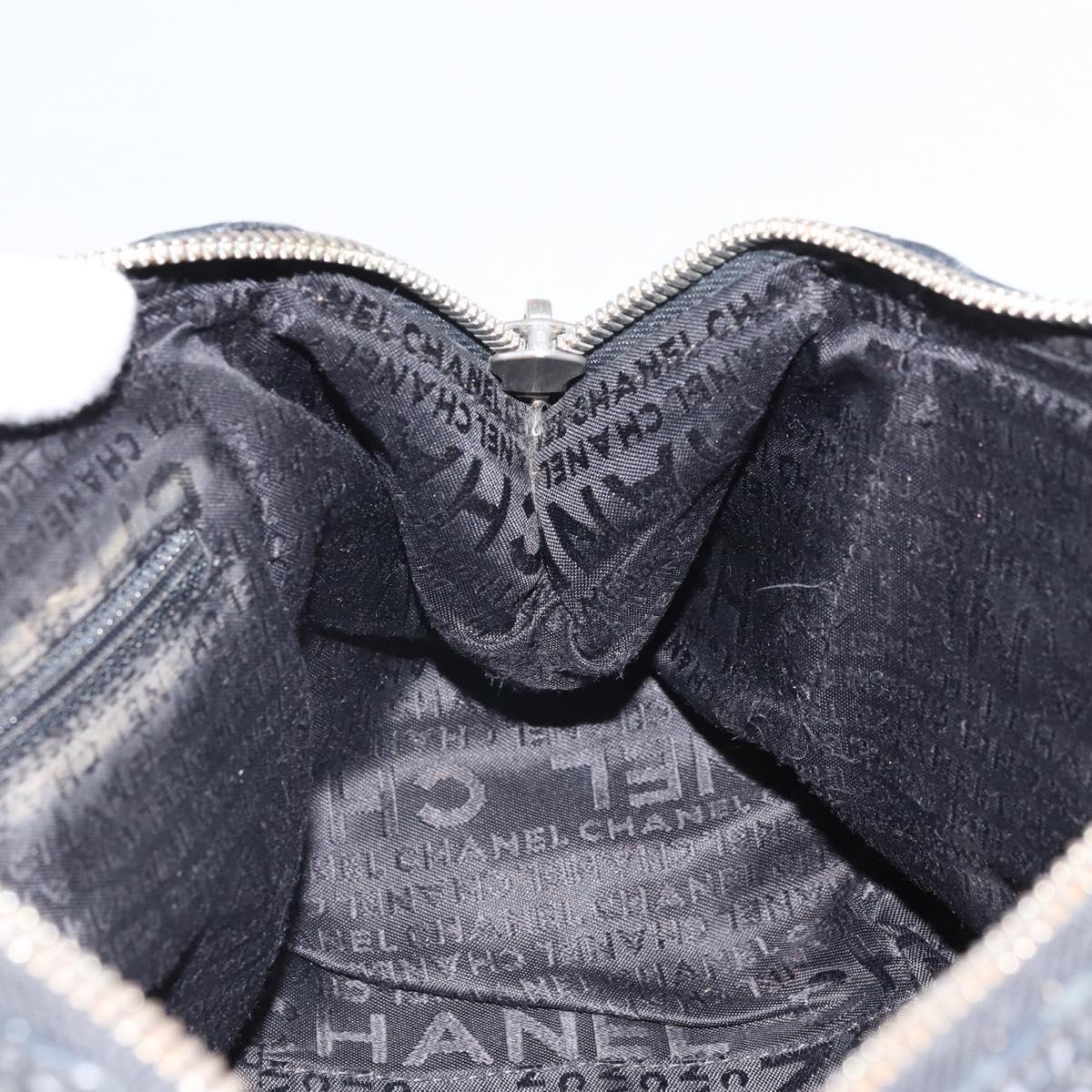 CHANEL Hand Bag Leather Black Silver CC Auth BA9945