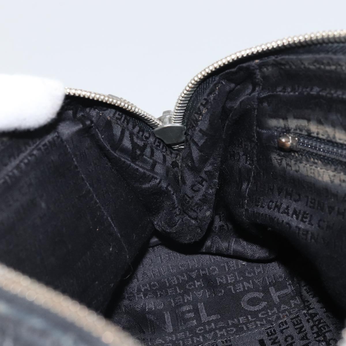 CHANEL Hand Bag Leather Black Silver CC Auth BA9945