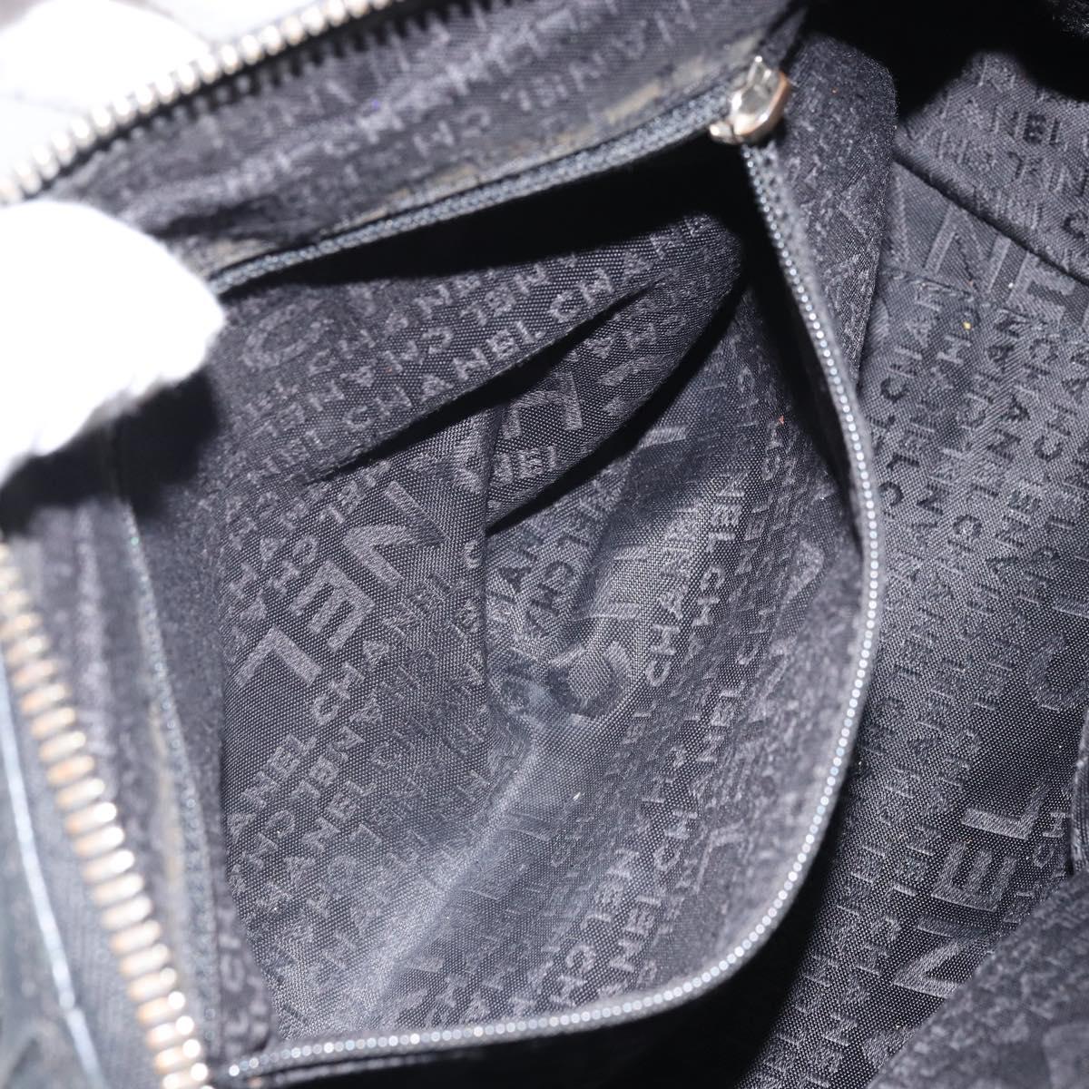 CHANEL Hand Bag Leather Black Silver CC Auth BA9945