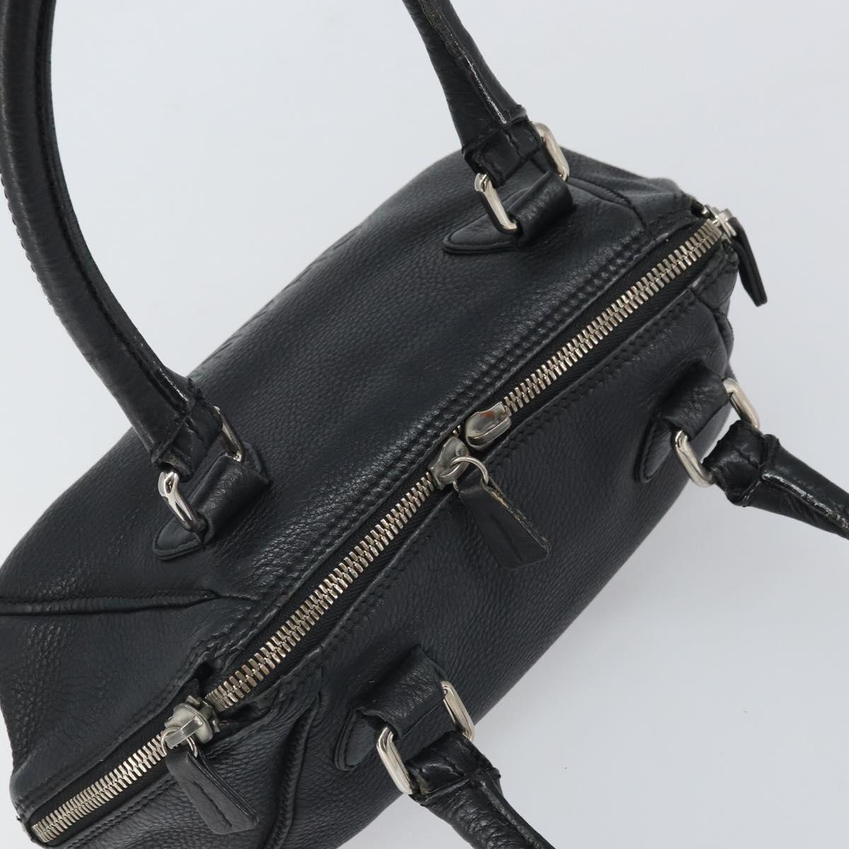 CHANEL Hand Bag Leather Black Silver CC Auth BA9945