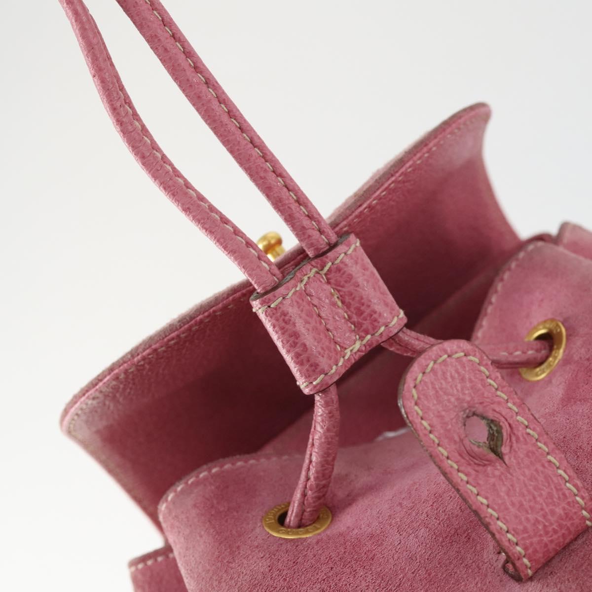 GUCCI Bamboo Backpack Suede Pink Gold 003 2034 0030 Auth BA9946