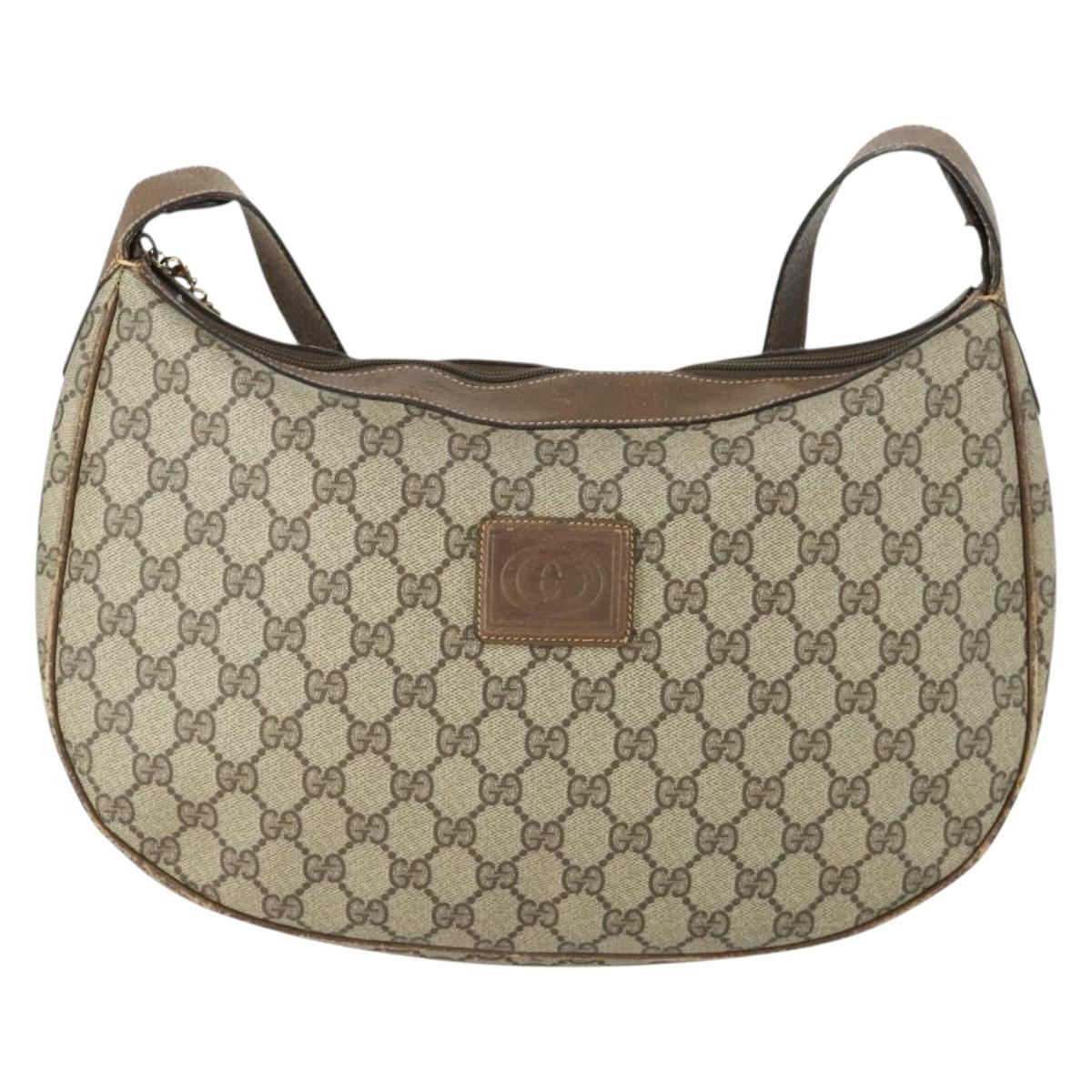GUCCI GG Supreme Shoulder Bag PVC Beige Gold 001 256 0719 Auth BA9947