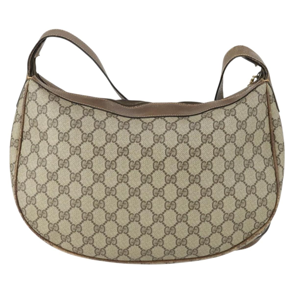 GUCCI GG Supreme Shoulder Bag PVC Beige Gold 001 256 0719 Auth BA9947