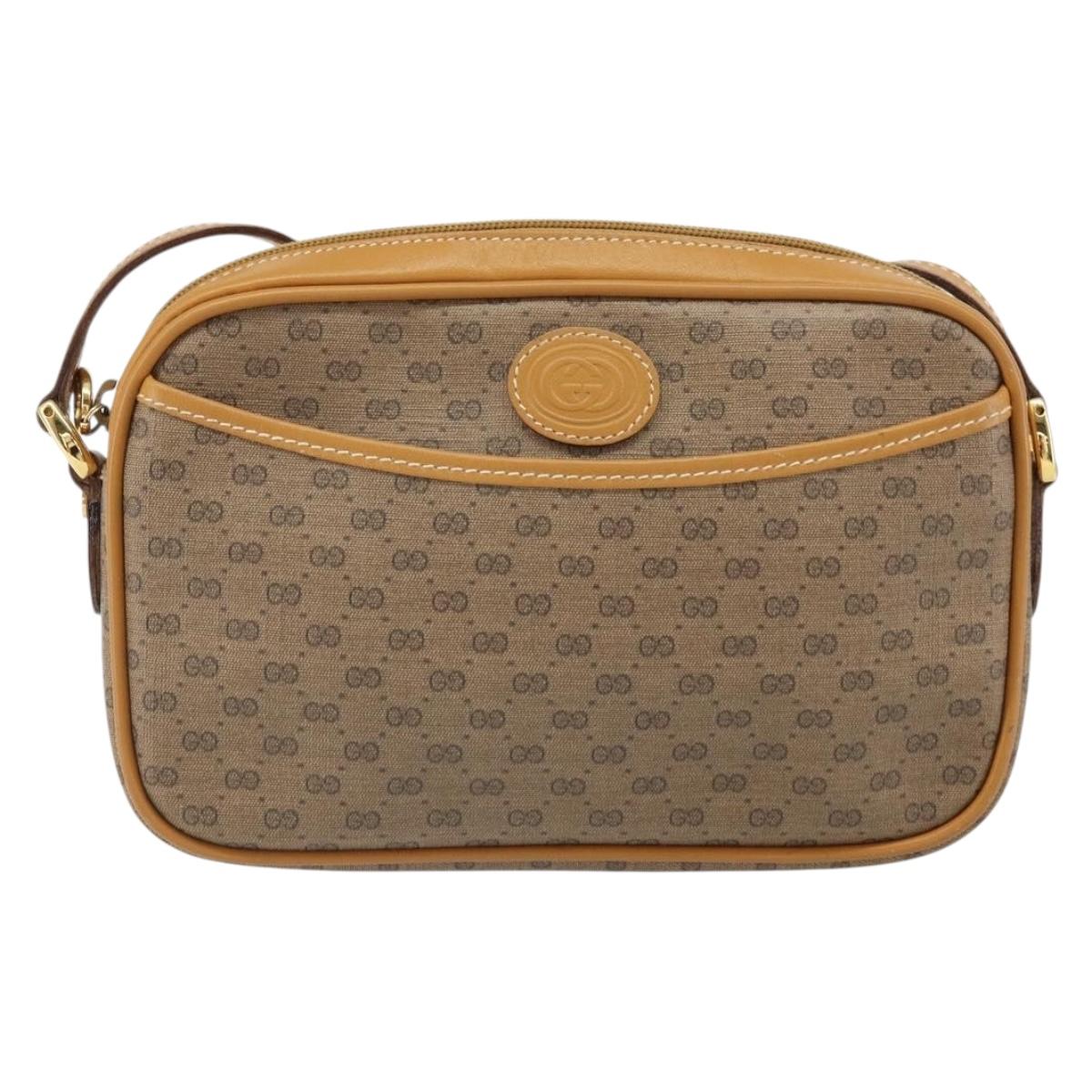 GUCCI Micro GG Supreme Shoulder Bag PVC Beige Gold 007 904 0095 Auth BA9955