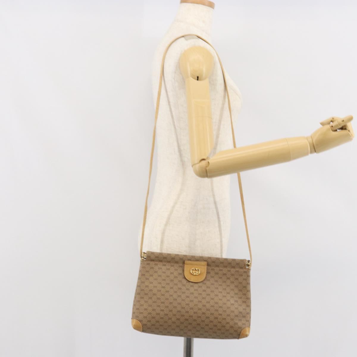 GUCCI Micro GG Supreme Shoulder Bag PVC Beige Gold 87 001 5553 Auth BA9956