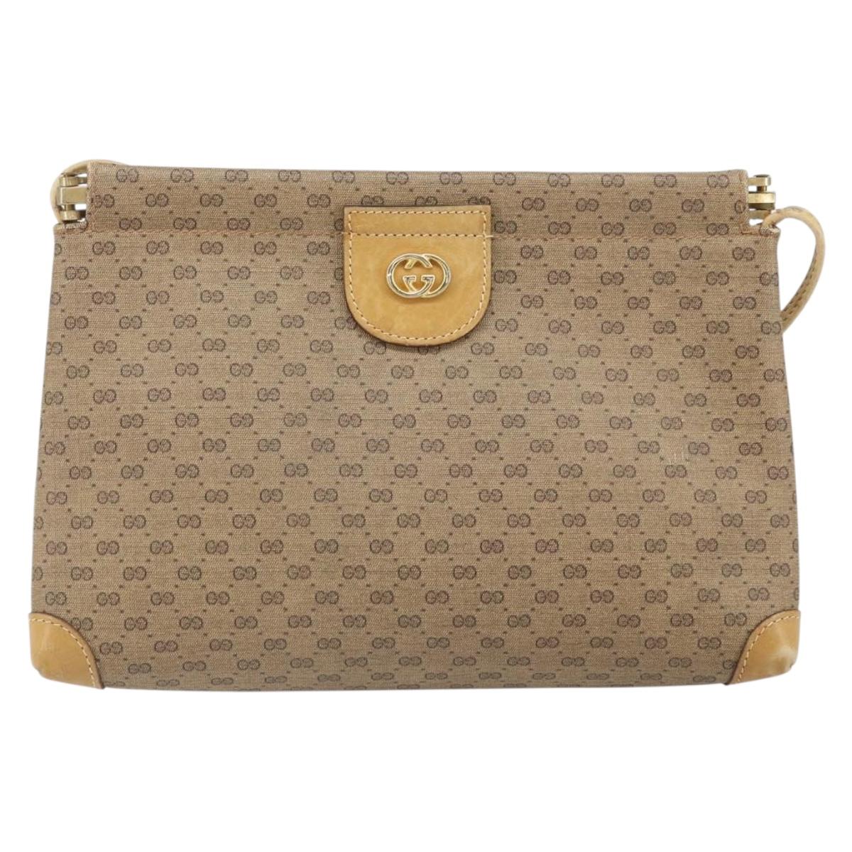 GUCCI Micro GG Supreme Shoulder Bag PVC Beige Gold 87 001 5553 Auth BA9956