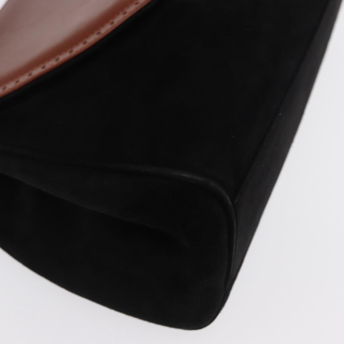 Salvatore Ferragamo Hand Bag Suede Black Gold Auth BA9957