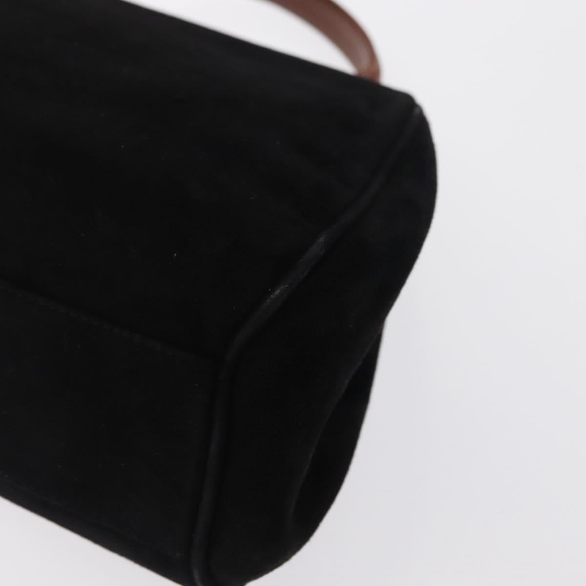 Salvatore Ferragamo Hand Bag Suede Black Gold Auth BA9957