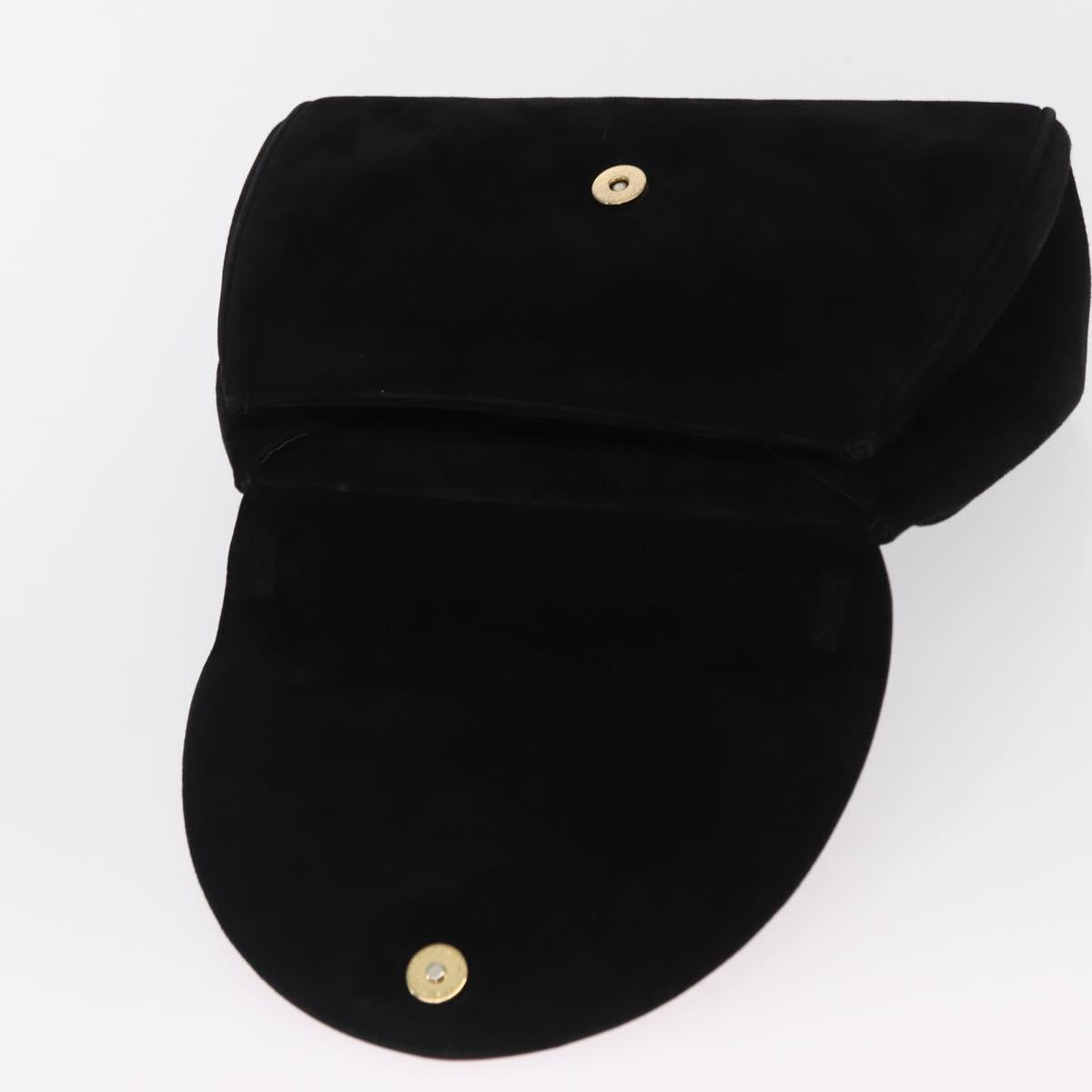 Salvatore Ferragamo Hand Bag Suede Black Gold Auth BA9957