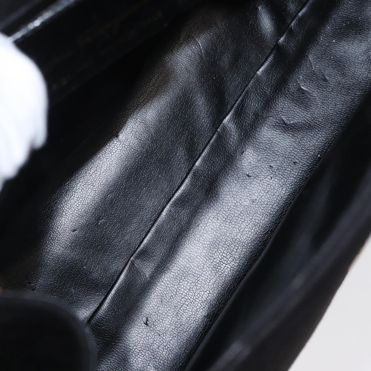 Salvatore Ferragamo Hand Bag Suede Black Gold Auth BA9957