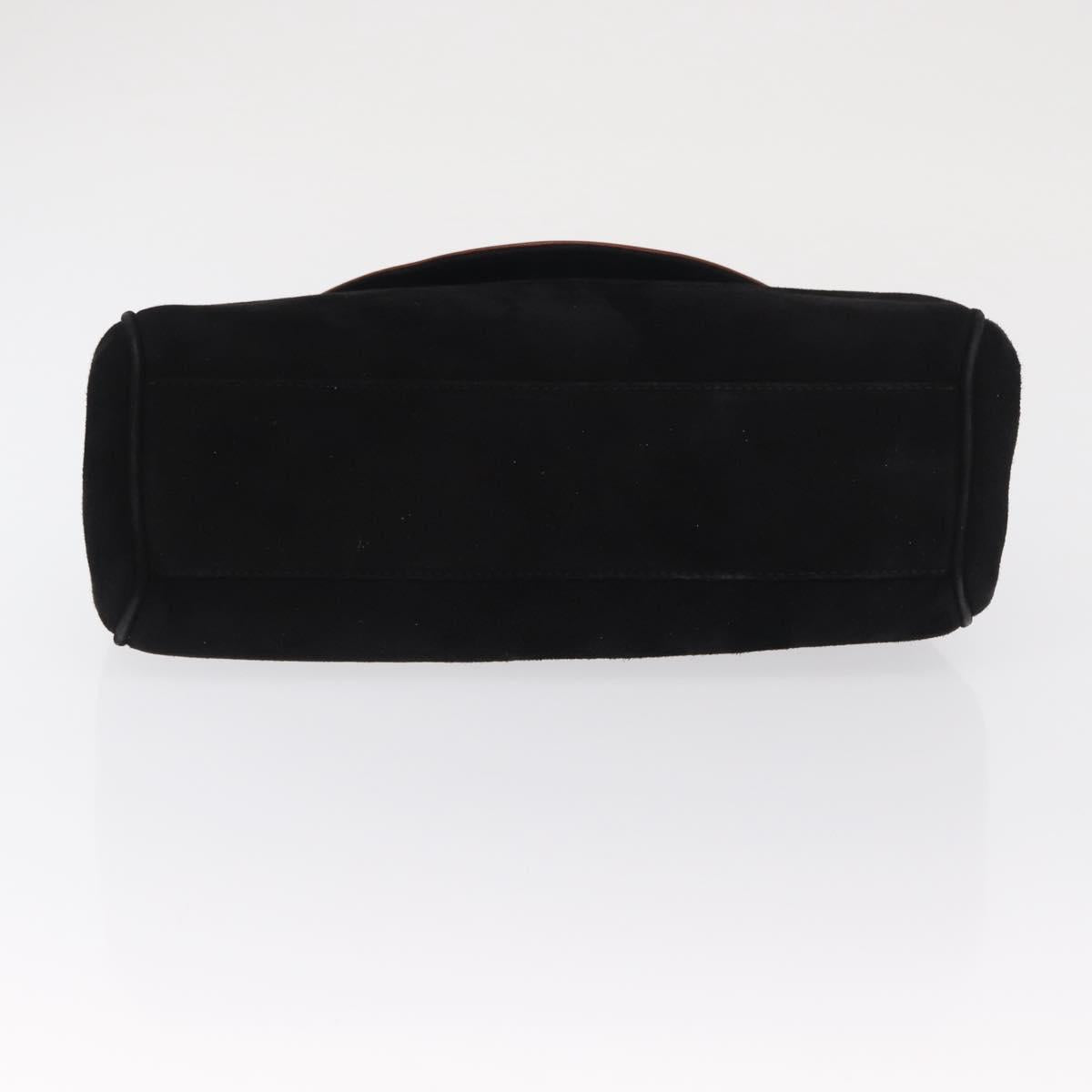 Salvatore Ferragamo Hand Bag Suede Black Gold Auth BA9957